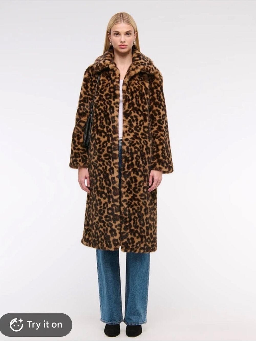 Leopard Print Faux Fur Coat - Brown
